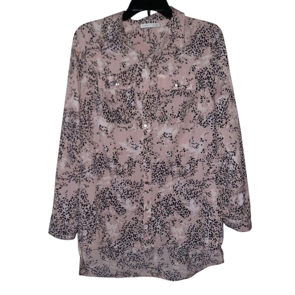 Notations Animal Print Blouse Long Sleeve Size Medium - Picture 1 of 7